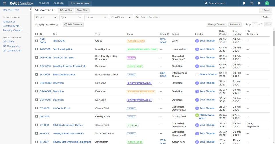 screenshot of Adaptive Compliance Engine (ACE)